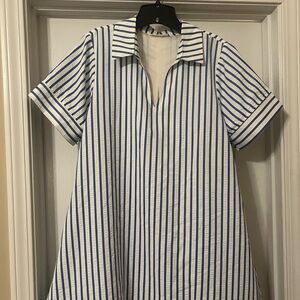 Entro Blue and White Striped Dress